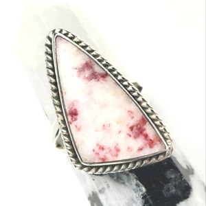 Sterling Silver Rare Cinnabar Triangle Ring Size 7.5